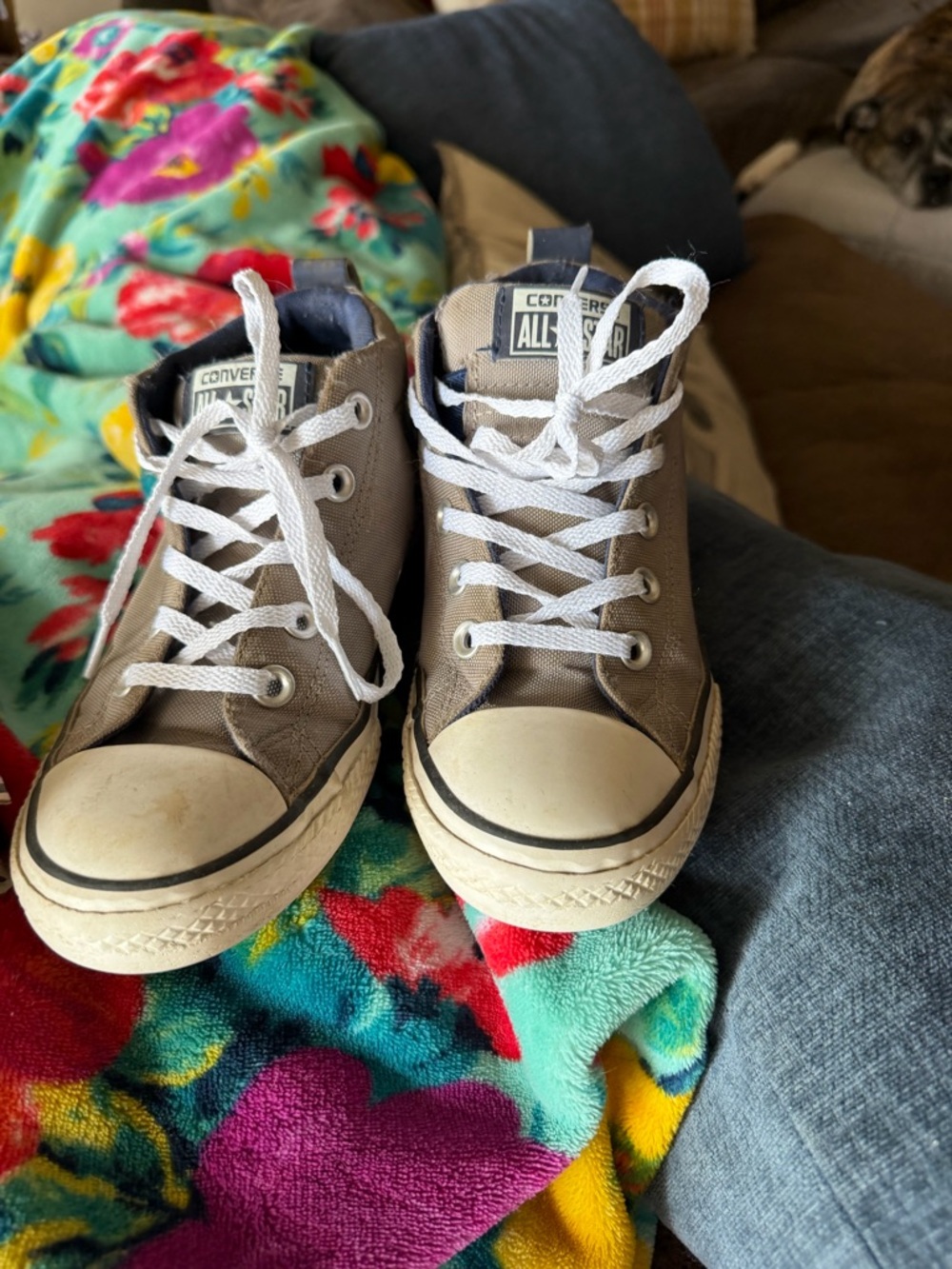 Converse Kids' Gray High-Top Sneakers with White Laces